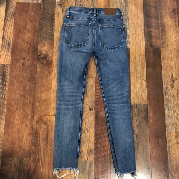 Madewell jeans Women’s 23 skinny crop 9" high rise blue denim jeans raw hem EUC - Picture 6 of 7